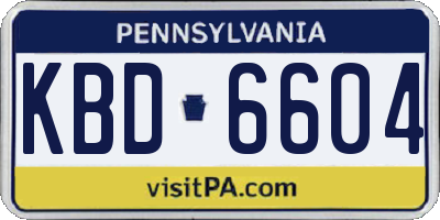 PA license plate KBD6604