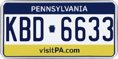 PA license plate KBD6633