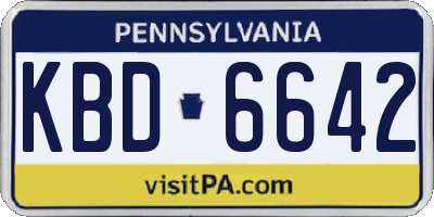 PA license plate KBD6642