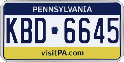 PA license plate KBD6645