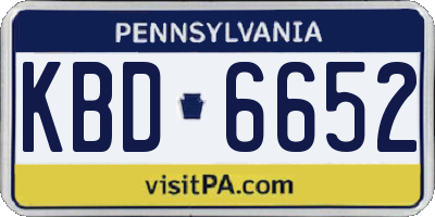 PA license plate KBD6652