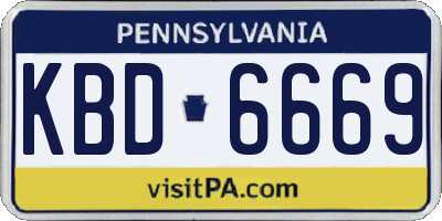PA license plate KBD6669