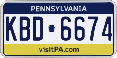 PA license plate KBD6674