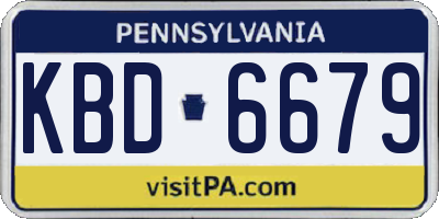 PA license plate KBD6679