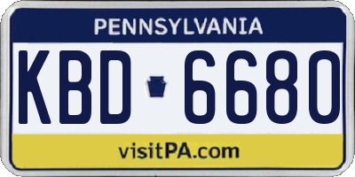 PA license plate KBD6680