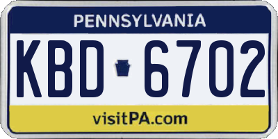 PA license plate KBD6702