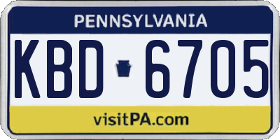 PA license plate KBD6705
