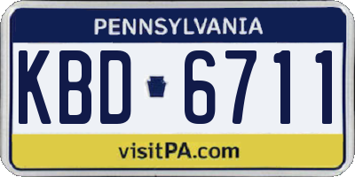 PA license plate KBD6711