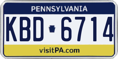 PA license plate KBD6714