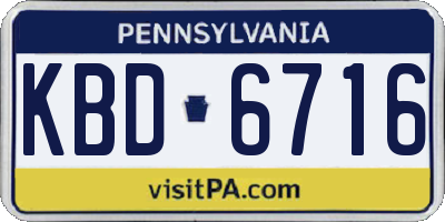 PA license plate KBD6716