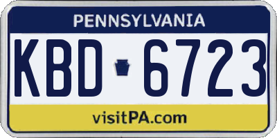 PA license plate KBD6723