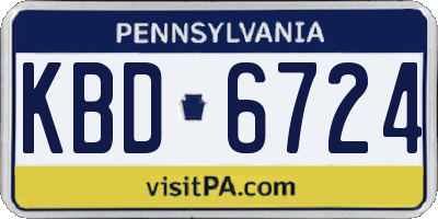 PA license plate KBD6724