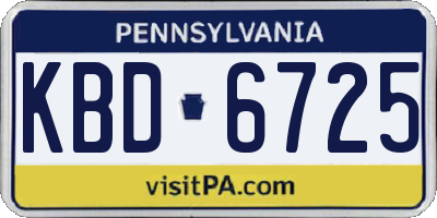 PA license plate KBD6725