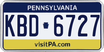 PA license plate KBD6727