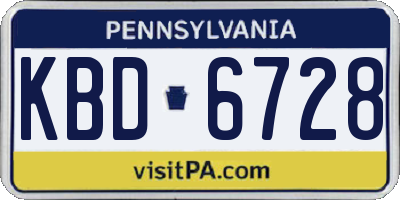 PA license plate KBD6728