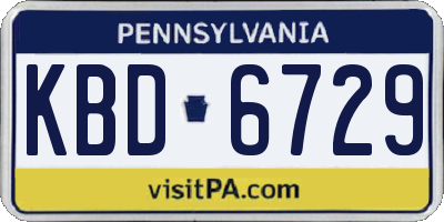 PA license plate KBD6729