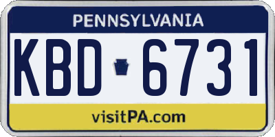 PA license plate KBD6731
