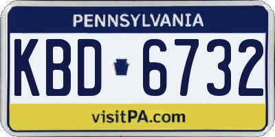 PA license plate KBD6732