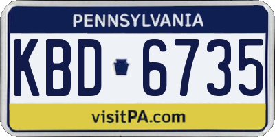 PA license plate KBD6735