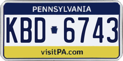 PA license plate KBD6743