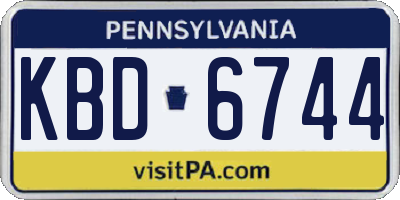 PA license plate KBD6744