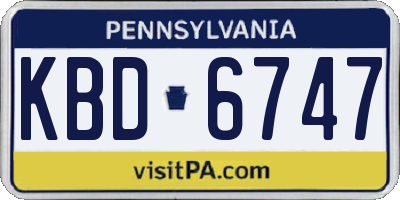 PA license plate KBD6747