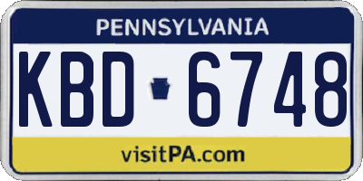 PA license plate KBD6748