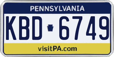 PA license plate KBD6749