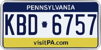 PA license plate KBD6757