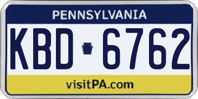 PA license plate KBD6762