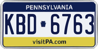 PA license plate KBD6763