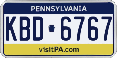 PA license plate KBD6767