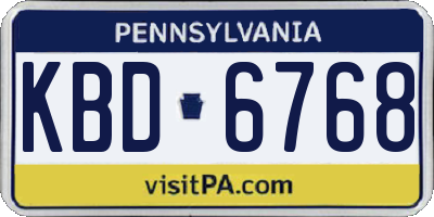 PA license plate KBD6768