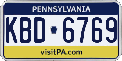 PA license plate KBD6769