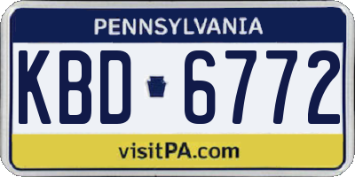 PA license plate KBD6772