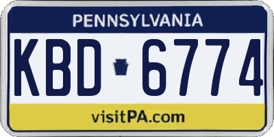 PA license plate KBD6774