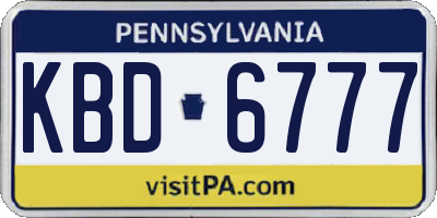 PA license plate KBD6777