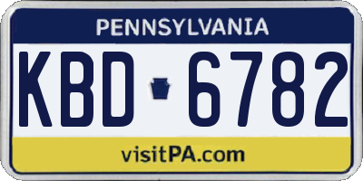 PA license plate KBD6782