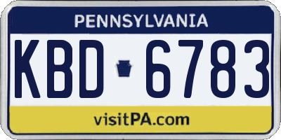PA license plate KBD6783