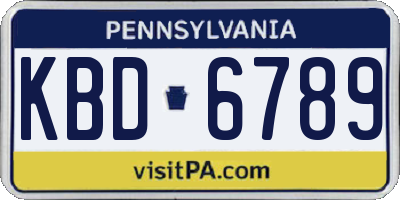 PA license plate KBD6789