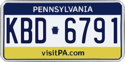 PA license plate KBD6791