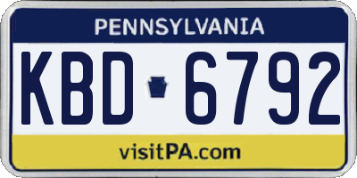 PA license plate KBD6792