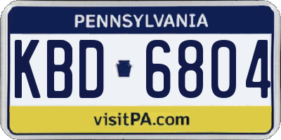 PA license plate KBD6804