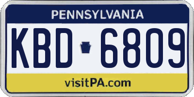 PA license plate KBD6809