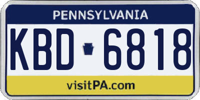 PA license plate KBD6818