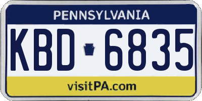 PA license plate KBD6835