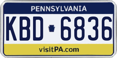 PA license plate KBD6836