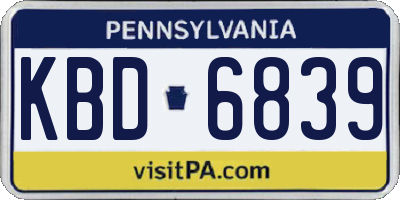 PA license plate KBD6839