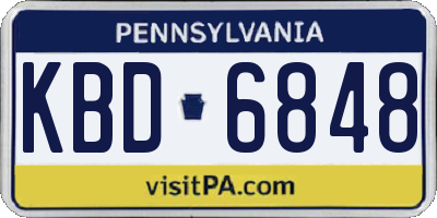PA license plate KBD6848