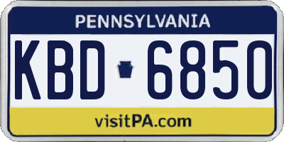 PA license plate KBD6850